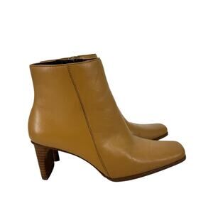 White Mountain Tan Leather Square Toe Heeled Boots